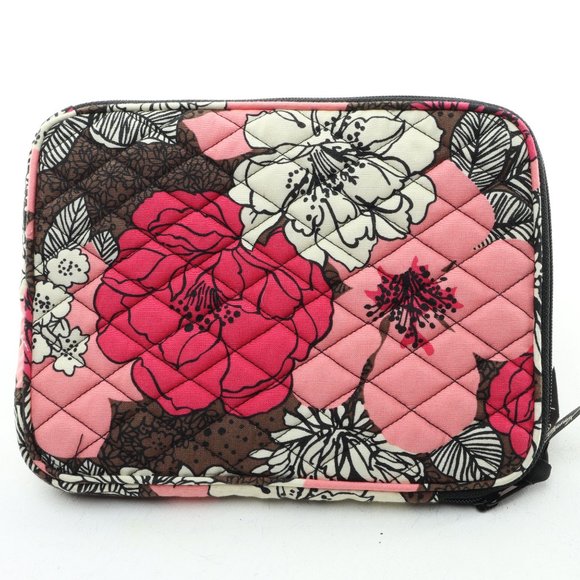 Vera Bradley Mocha Rouge Floral Tablet Sleeve Cosmetic Bag 7x9x1 * Like New - Picture 4 of 13
